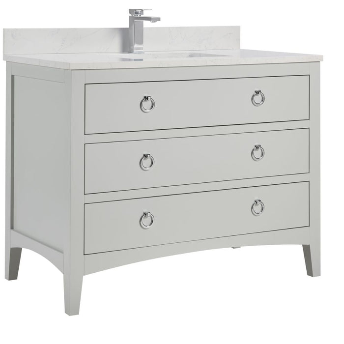 Agnew Silver Strand 42" Silver Sink Vanity – Solid Wood, Artificial Stone Top, Soft-Close Drawers