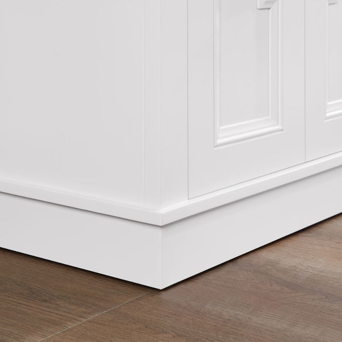 Aveneil Classic 60" White Solid Wood Single Sink Bathroom Vanity with Artificial Stone Top and Soft-Close Drawers