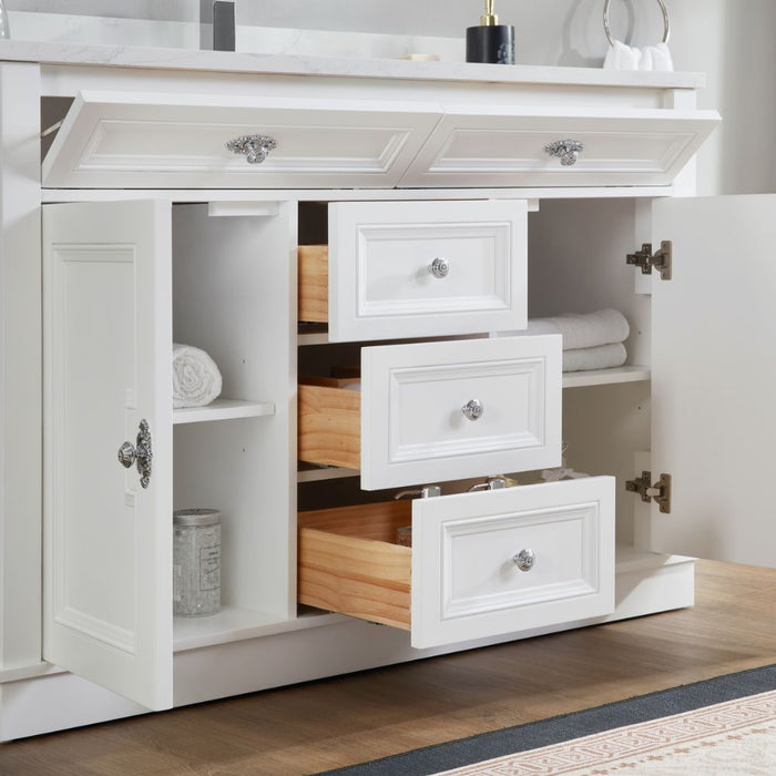 Mistral 48" White Solid Wood Vanity with Artificial Stone Top, Undermount Sink & 5 Dovetail Drawers