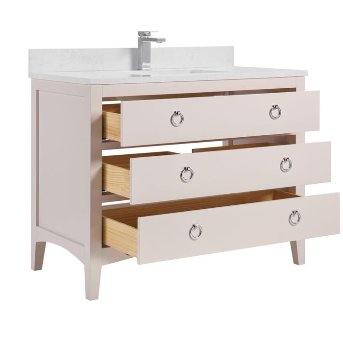 Spuma 42" Freestanding Sink Vanity in White – Solid Wood Base & Artificial Stone Countertop