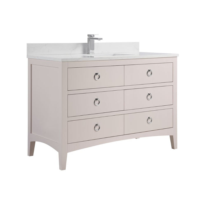 Winda 48" White Bathroom Sink Vanity – Solid Wood Base & Artificial Stone Counter