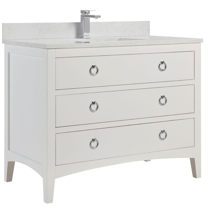 Toulan 42" White Solid Wood Bathroom Vanity – Single Sink with Pre-Drilled Top