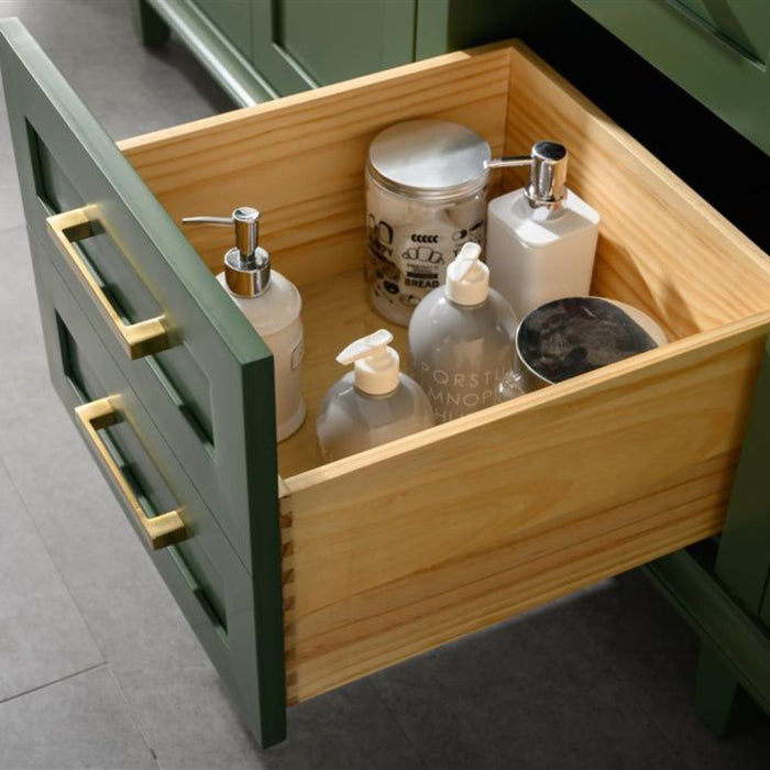 Nouria 80" Vogue Green Double Single Sink Vanity Cabinet With Carrara White Quartz