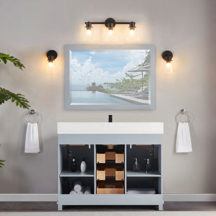 Tamblin 48" Cadet Solid Wood Single Sink Vanity with Artificial Stone Countertop - Modern Bathroom Storage