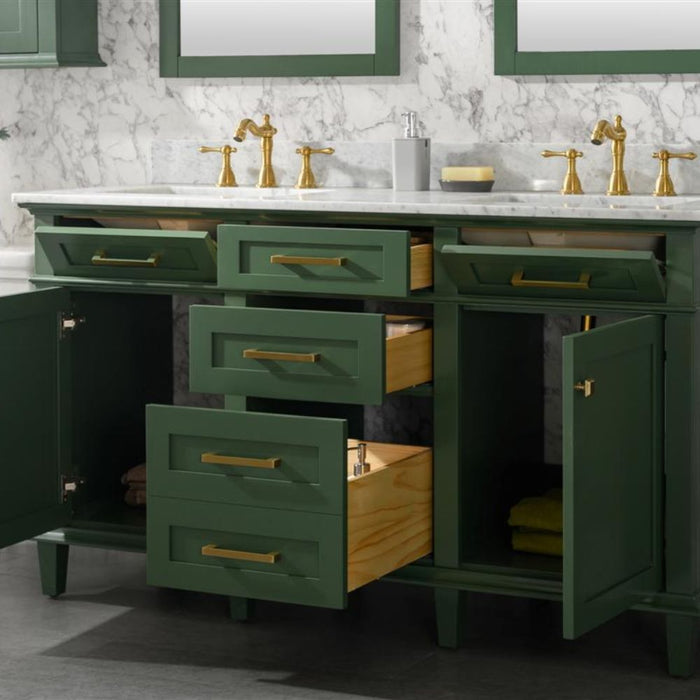 60" Caramay Green Double Vanity – Marble Top, Modern Bathroom Style