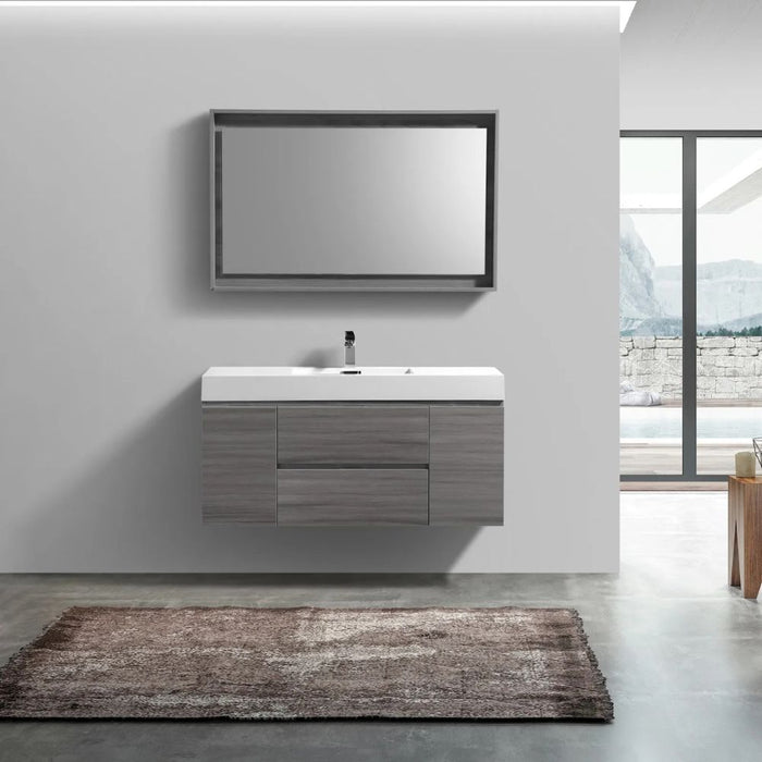 Bliss 48" Vulcan Ash Grey Wall Mount Modern Bathroom Vanity