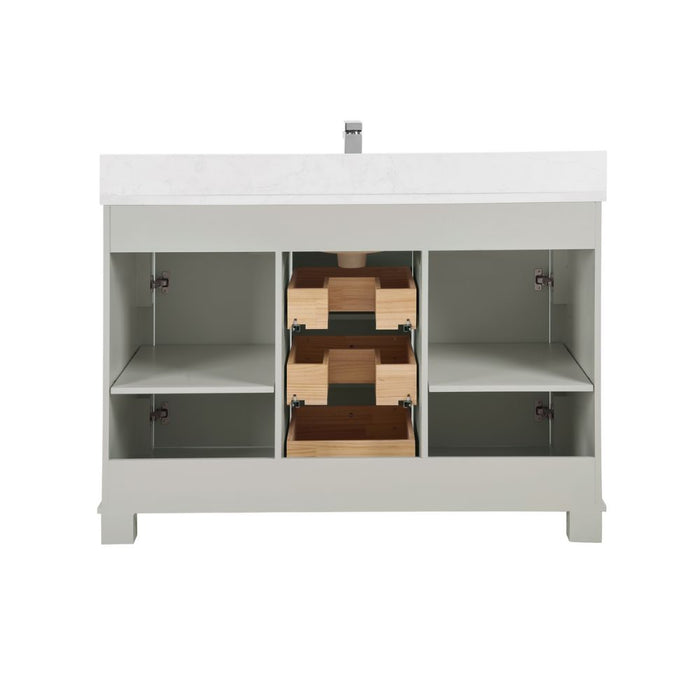Hildon 48" Silver Strand Wood Bathroom Vanity with Artificial Stone Countertop and Soft Close Storage