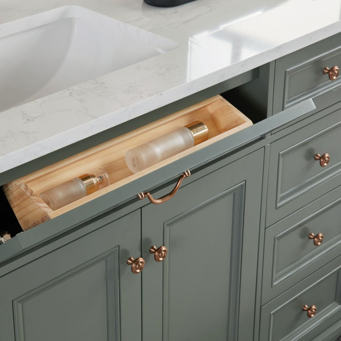 Tova 72" Double Sink Pewter Green Bathroom Vanity - Solid Wood Construction with 1" Stone Top