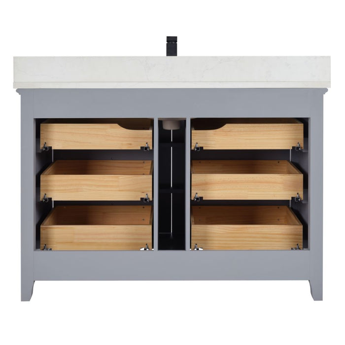 Kristy 48" Cadet Solid Wood Single Sink Vanity with Soft Close Drawers & Stone Top