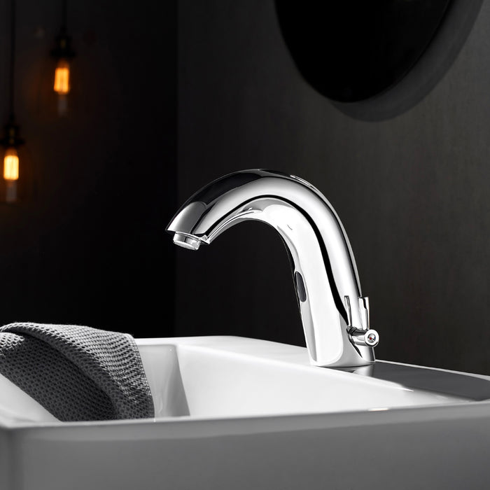Automatic Santal Faucet – Chrome Sensor-Activated Bathroom Sink Tap, Single Hole Design