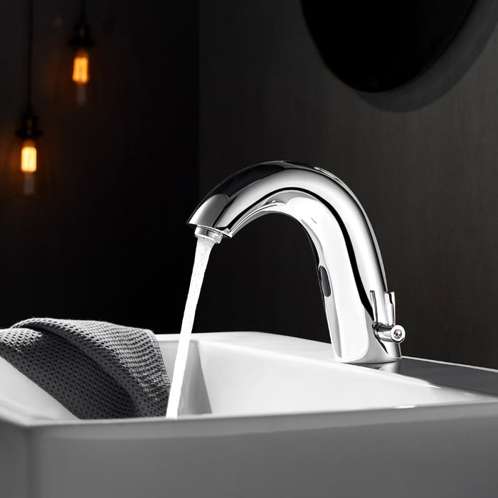 Automatic Santal Faucet – Chrome Sensor-Activated Bathroom Sink Tap, Single Hole Design