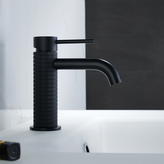 Single Arcane Handle Basin Faucet – Contemporary Matte Black Tap with Durable Brass Construction