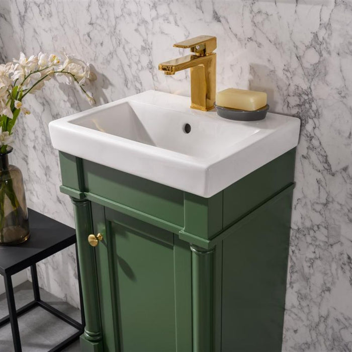 Bardot 18" Green Sink Vanity – Compact Single Door with White Ceramic Basin