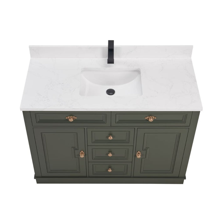 48" Jonesy Pewter Green Single Sink Wood Vanity - Undermount Basin & Artificial Stone Top