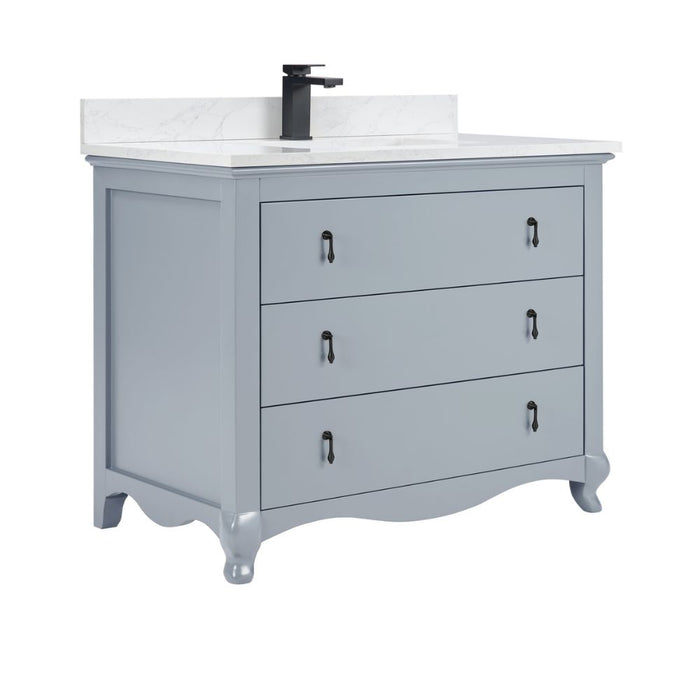 Chavanon 42" Dreamy White Bathroom Vanity – Solid Wood with Stone Counter