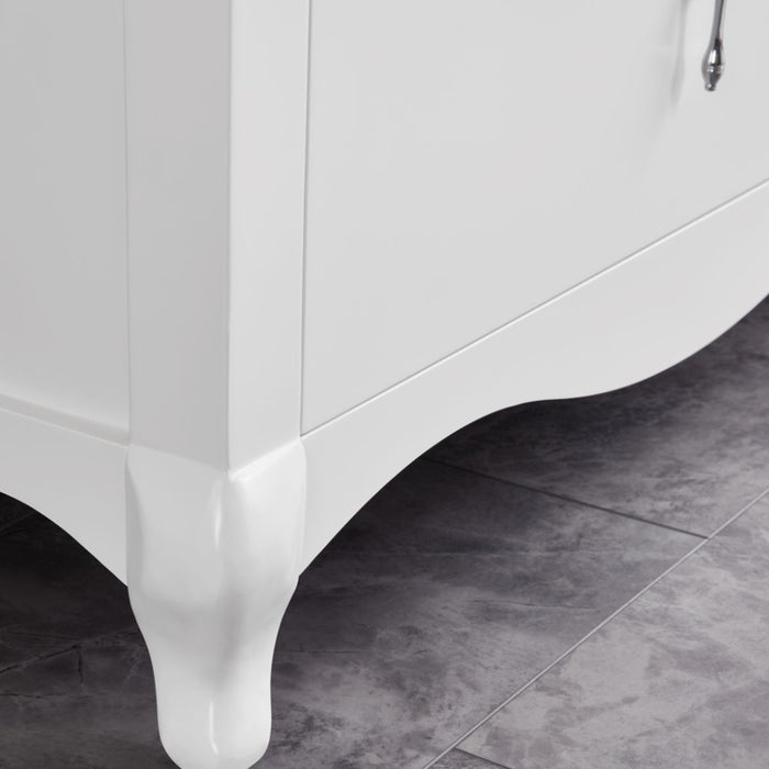 Samuel Classic 60" White Solid Wood Bathroom Vanity - Single Undermount Sink with Artificial Stone Top & 6 Dovetail Drawers