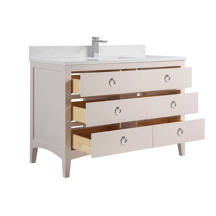 Winda 48" White Bathroom Sink Vanity – Solid Wood Base & Artificial Stone Counter