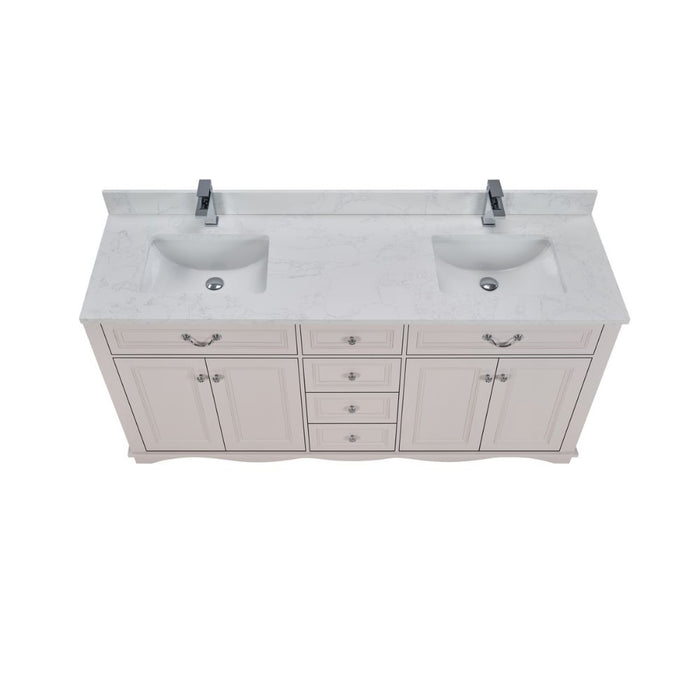 Iria 72" White Solid Wood Double Sink Vanity with Artificial Stone Top