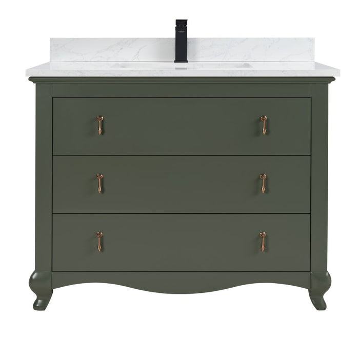 42" Pewter Green Solid Wood Bathroom Vanity with Artificial Stone Top