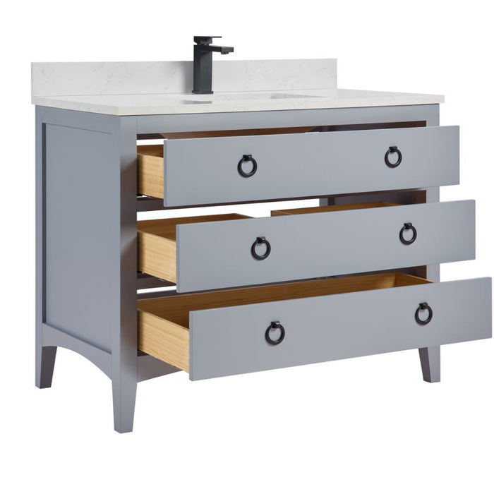 42" Lancashire Cadet Solid Wood Bathroom Vanity with Artificial Stone Top & Soft-Close Drawers
