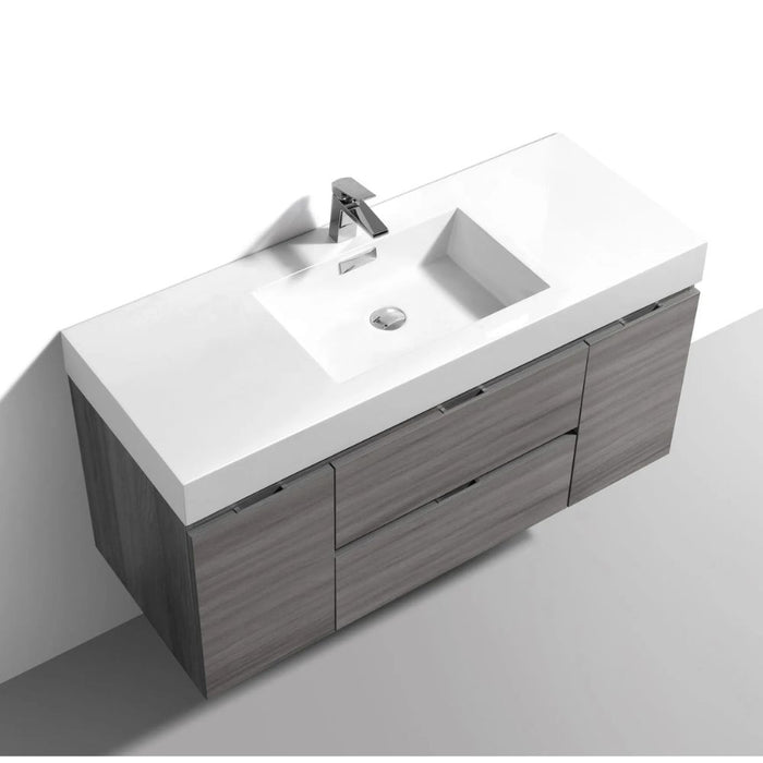 Bliss 48" Vulcan Ash Grey Wall Mount Modern Bathroom Vanity