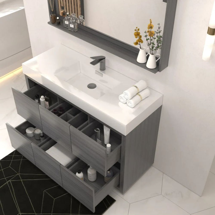 Bliss 48" Vulcan Ash Grey Wood Free Standing Modern Bathroom Vanity