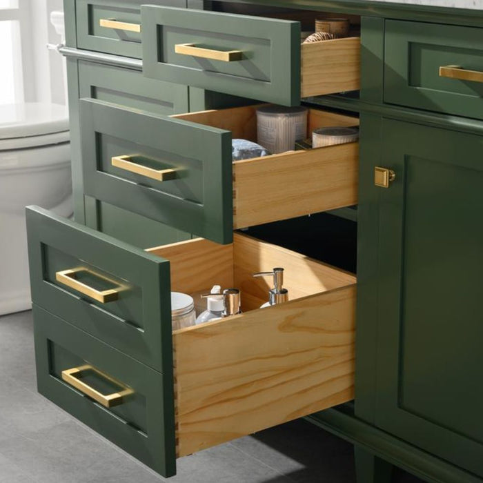 60" Caramay Green Double Vanity – Marble Top, Modern Bathroom Style