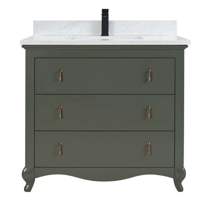 Fraizer 36" Green Wood Bathroom Vanity – Modern Design with Faux Stone Top