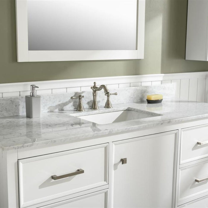 Lovise 60" White Single Sink Bathroom Vanity Cabinet Carrara White Marble Countertop Storage Classic Series