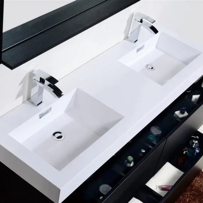 Bliss 60" Double  Sink Black Free Standing Modern Bathroom Vanity