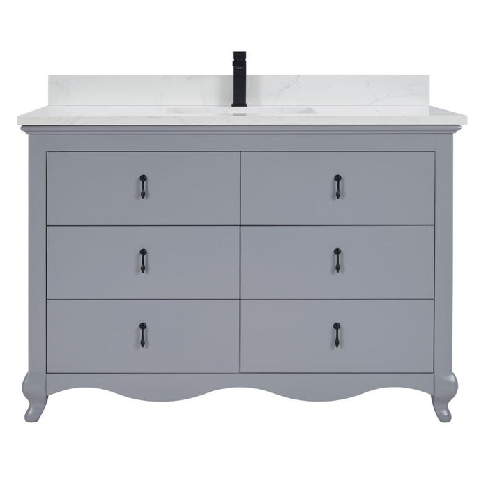 Kristy 48" Cadet Solid Wood Single Sink Vanity with Soft Close Drawers & Stone Top