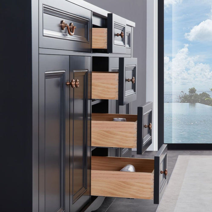 Isidora 72" Tricorn Black Bathroom Vanity Cabinet Solid Wood Construction Double Sink with Stone Top