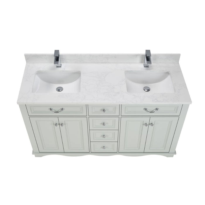 Eline 60" Silver Strand Finish Bathroom Vanity - Solid Wood Single Sink with Undermounted Basin