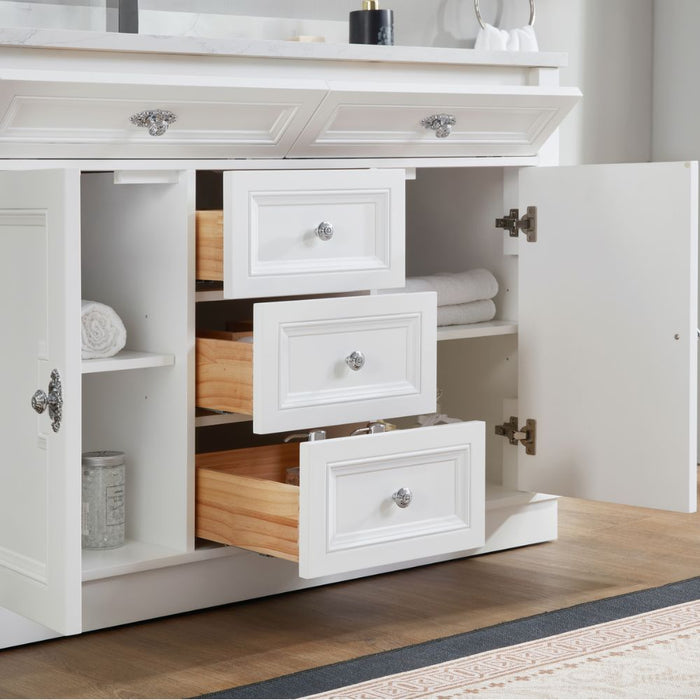 Mistral 48" White Solid Wood Vanity with Artificial Stone Top, Undermount Sink & 5 Dovetail Drawers