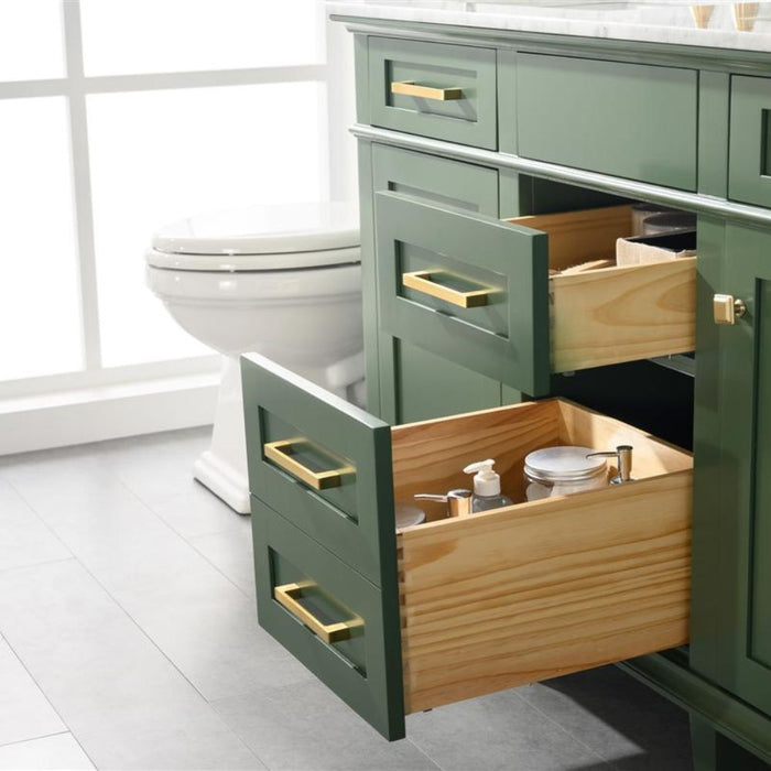 Annabelle 54" Green Wood Double Sink Vanity – Carrara Top, Soft Close Drawers