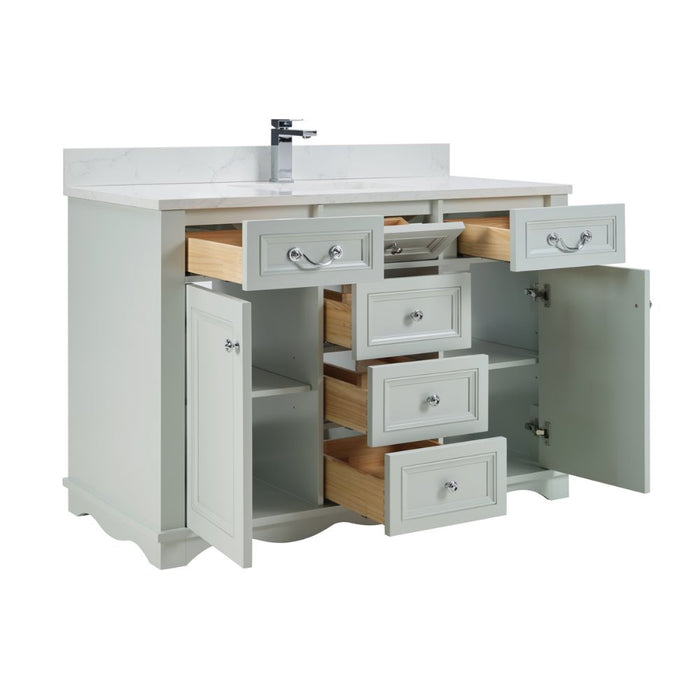 Oreille 48" Silver Strand Finish Bathroom Vanity Set with 1" Stone Countertop & Soft Close Hardware