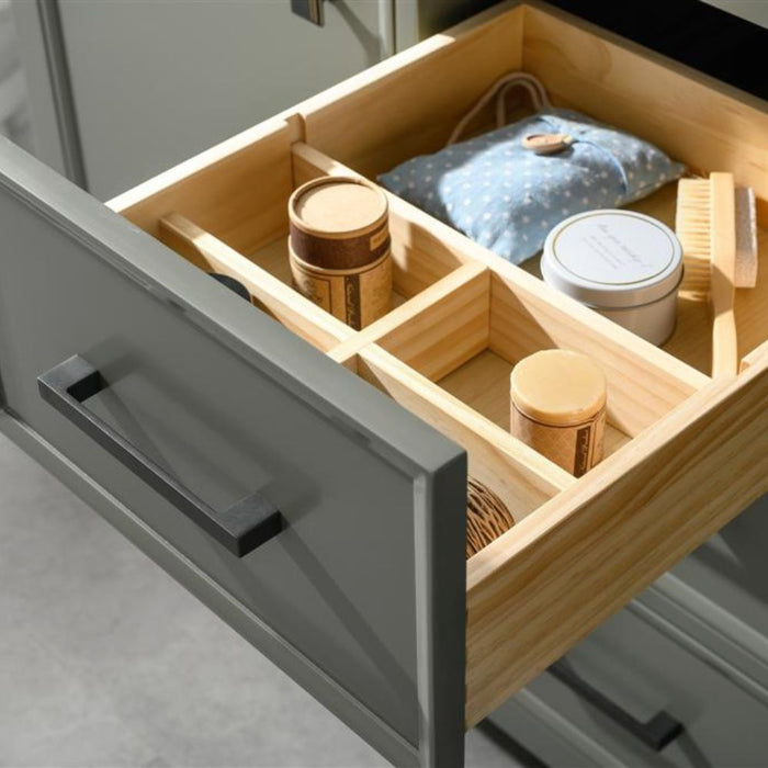 Mars 54" Modern Double Sink Bathroom Vanity Pewter Green Finish Blue Stone Top with Storage Cabinet and Drawers