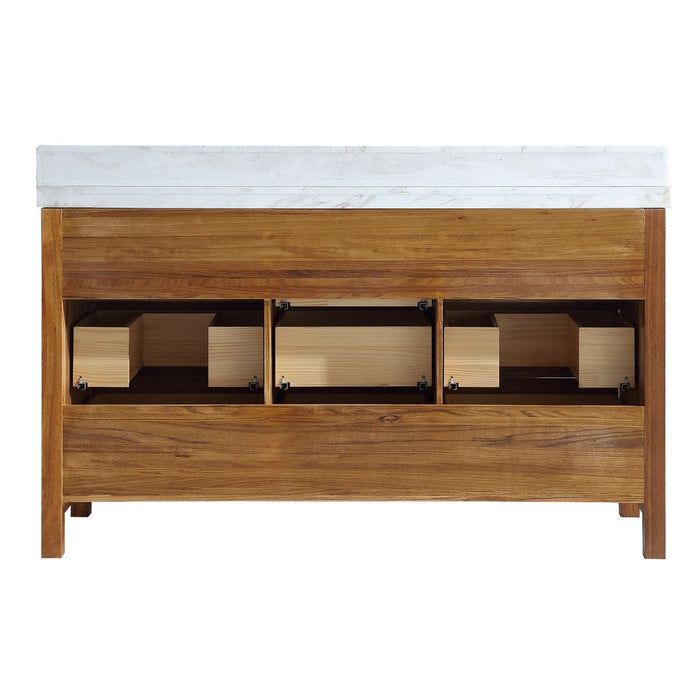 Marya Ebony Wood 60" Double Sink Bathroom Vanity – Modern Style with White Marble Top and Soft-Close Storage