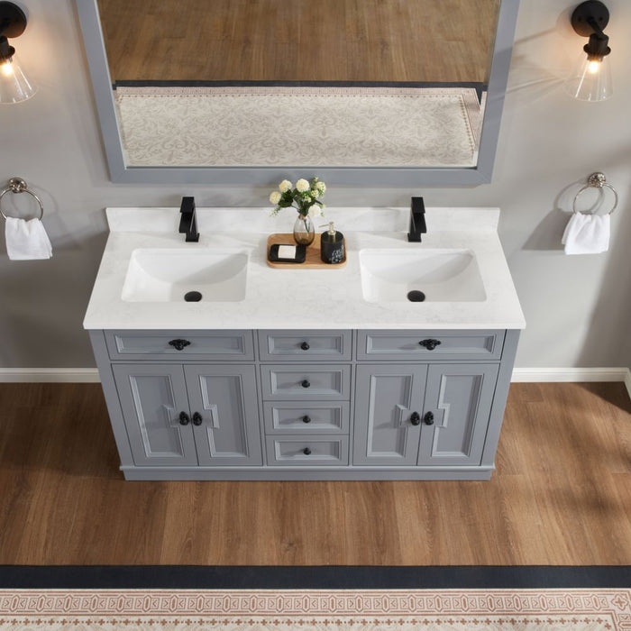 60" Nadeen Freestanding Single Sink Bathroom Vanity - Solid Wood Frame with Artificial Stone Top