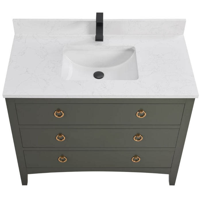 Lavin 42" Single Sink Vanity in Pewter Green – Freestanding Wood Cabinet with Stone Top