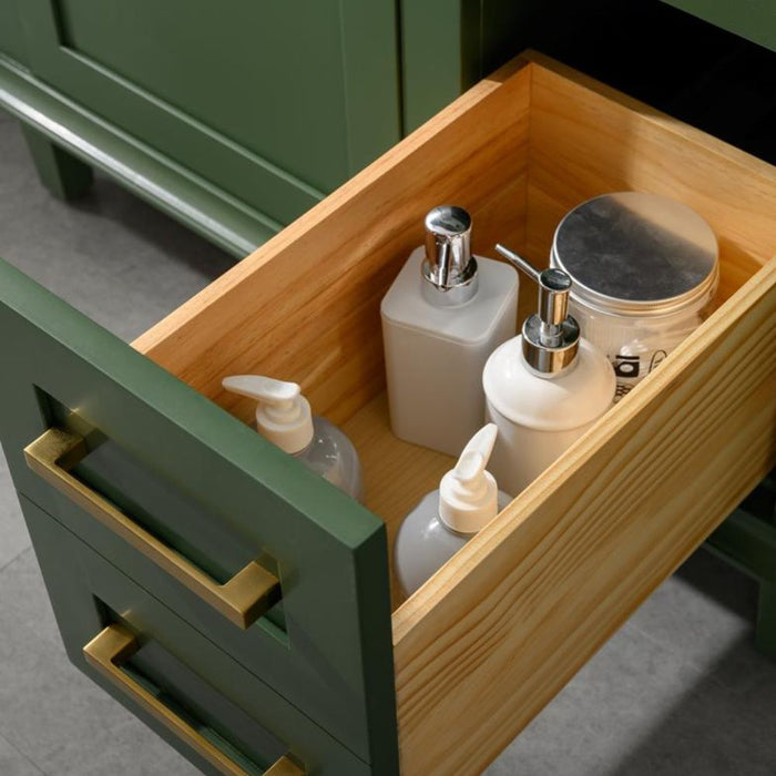 Caribou 36" Green Carrara Marble Bathroom Vanity Cabinet with Ceramic Sink & Storage