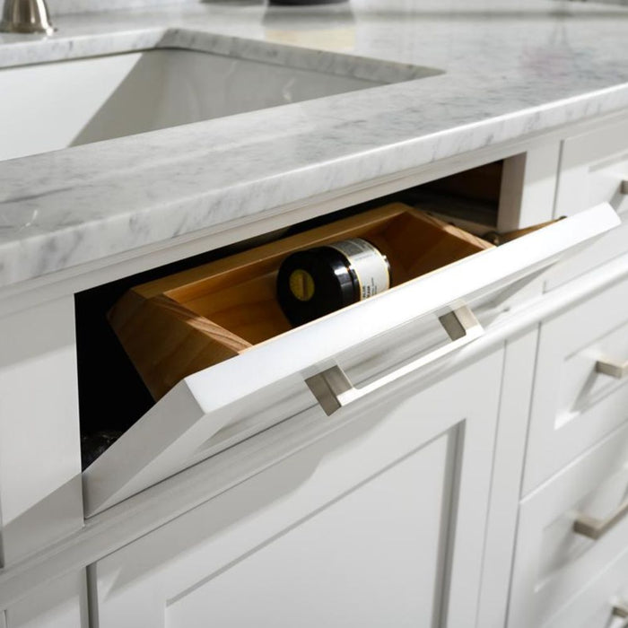 Lisen 60" Bathroom Vanity – White Cabinet with Marble Countertop