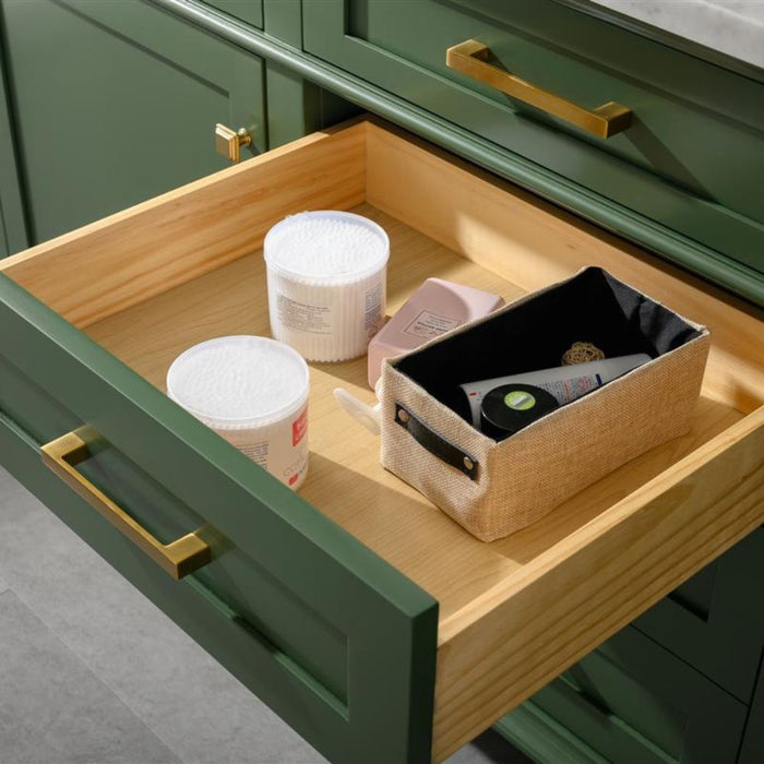 Joelle 72" Vogue Green Double Bathroom Vanity – Carrara White Top, Modern Look