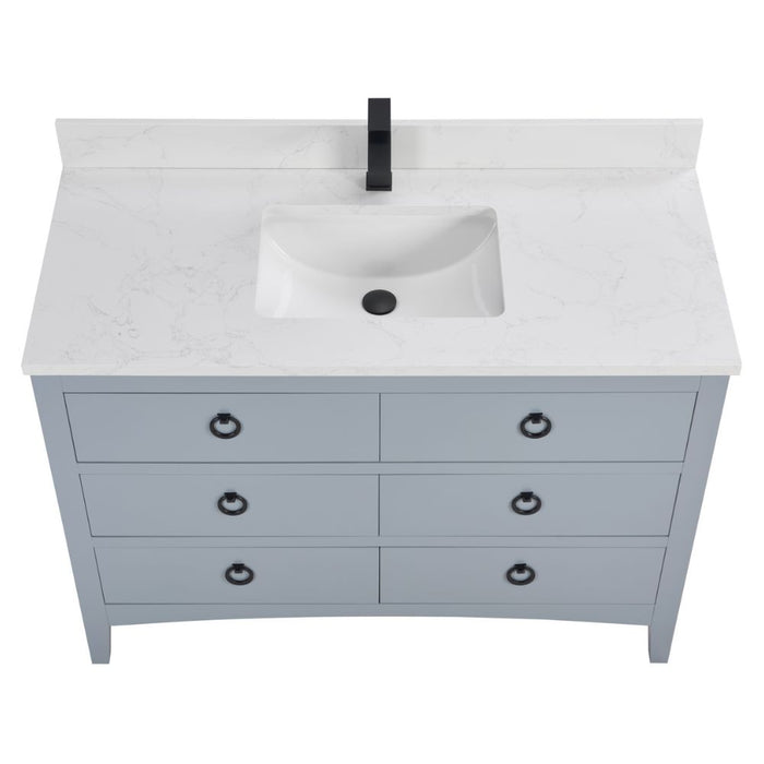 Felda 48" Modern Bathroom Vanity – Cadet Wood & Top