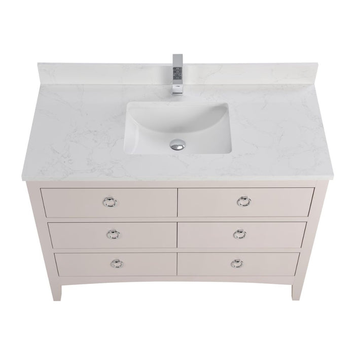 Winda 48" White Bathroom Sink Vanity – Solid Wood Base & Artificial Stone Counter