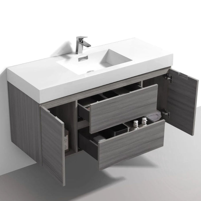 Bliss 48" Vulcan Ash Grey Wall Mount Modern Bathroom Vanity