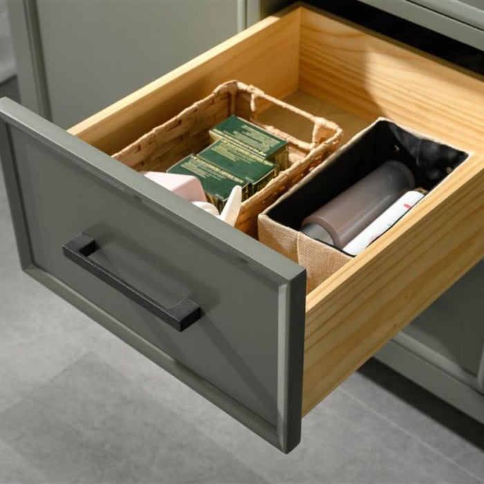 Mars 54" Modern Double Sink Bathroom Vanity Pewter Green Finish Blue Stone Top with Storage Cabinet and Drawers