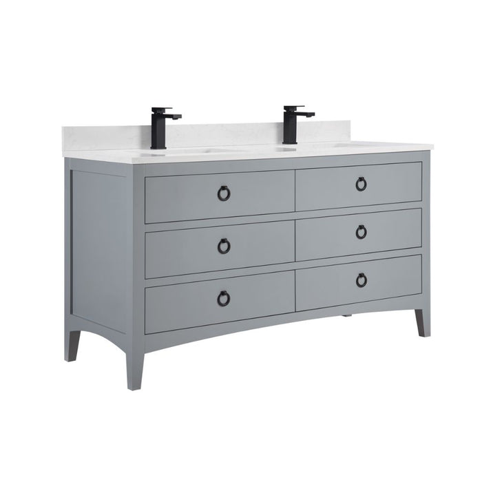 Jamie 60" Blue Solid Wood Bathroom Vanity – Contemporary Design with Stone Countertop