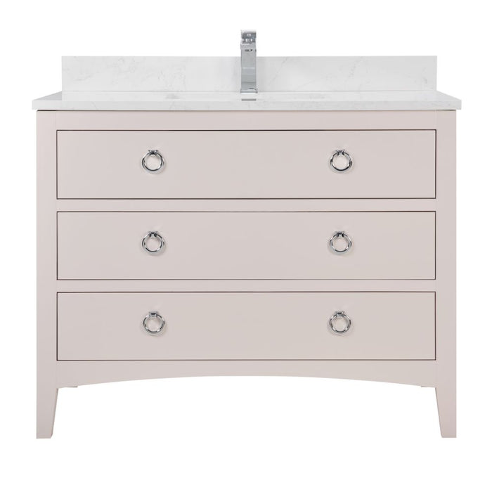 Spuma 42" Freestanding Sink Vanity in White – Solid Wood Base & Artificial Stone Countertop