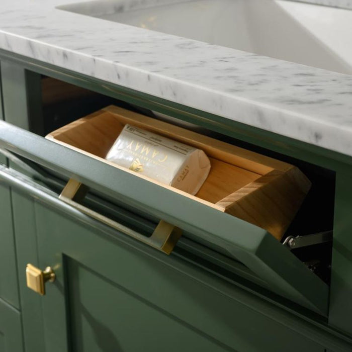60" Caramay Green Double Vanity – Marble Top, Modern Bathroom Style